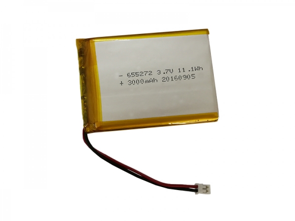 3.7 V lithium polymer batteries | 655272 3000 mah 3.7 V - 2 pin